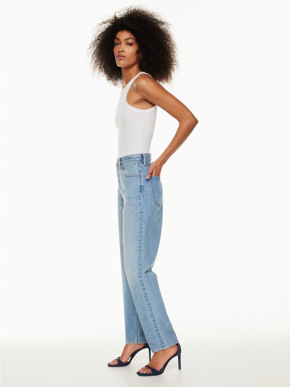 Denim Forum The BF High Rise Loose Light Blue Straight Leg Jeans for Women Sz 28